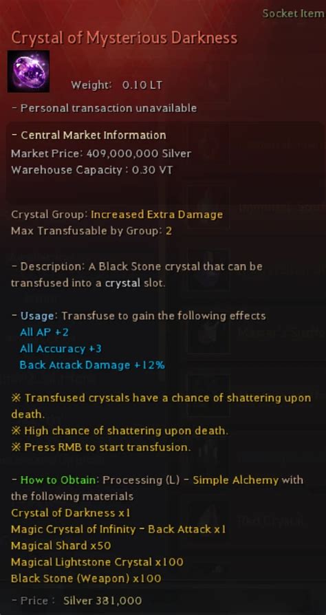 bdo crystal of mysterious darkness